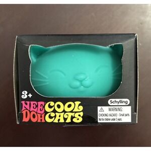 Schylling Nee Doh Cool Cats Teal Tear-Resistant Squeeze Ball Toy Fast Ship